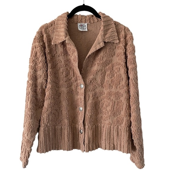 Vintage Jackets & Blazers - Vintage Produce Company Chenille Tan Button Down Jacket Medium